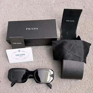 Prada Symbole Sunglasses Black/Dark Gray Lens Polarized New